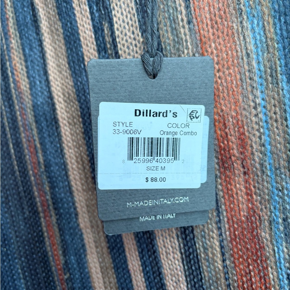 🆕 M Collection Made in Italy Striped Knit Top Blue Orange Mesh Size M Casual - Picture 14 of 17